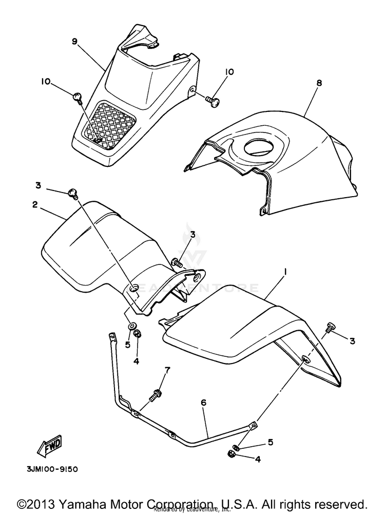 Front Fender BLASTER - YFS200J - 1997 Schematic