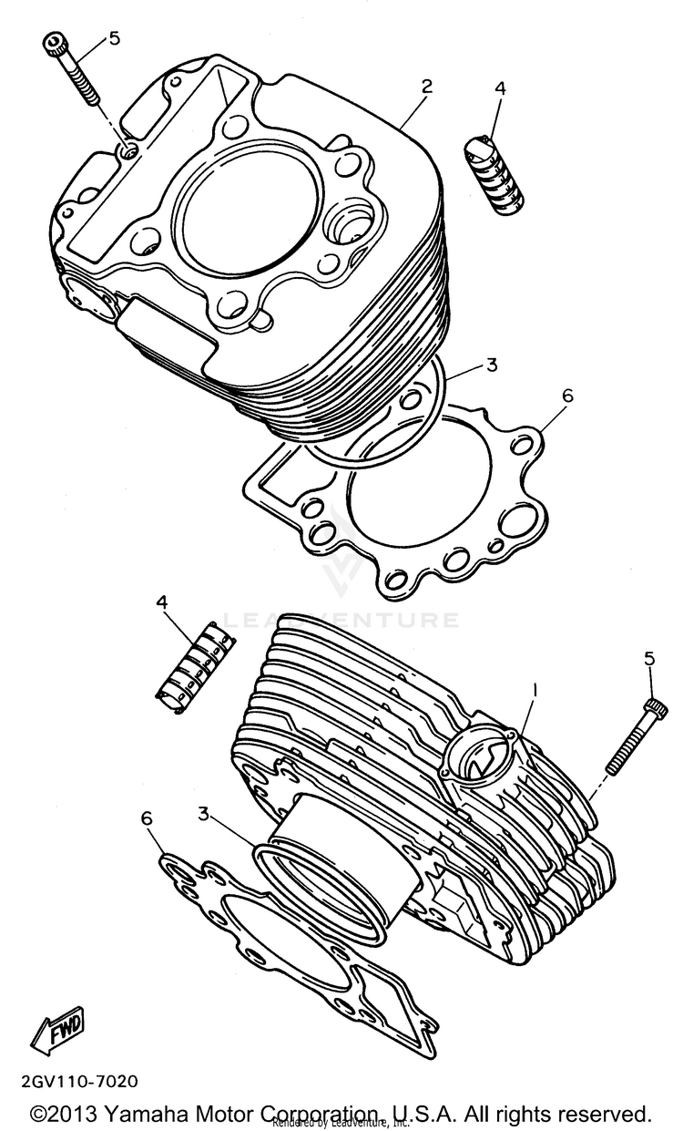 Cylinder VIRAGO 535 - XV535HC - 1996 Schematic