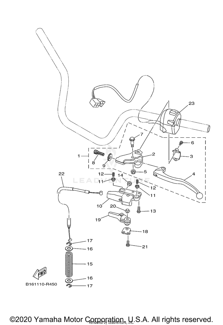 Handle Switch Lever KODIAK 700 4WD - YFM70KDXLG - 2020 Schematic
