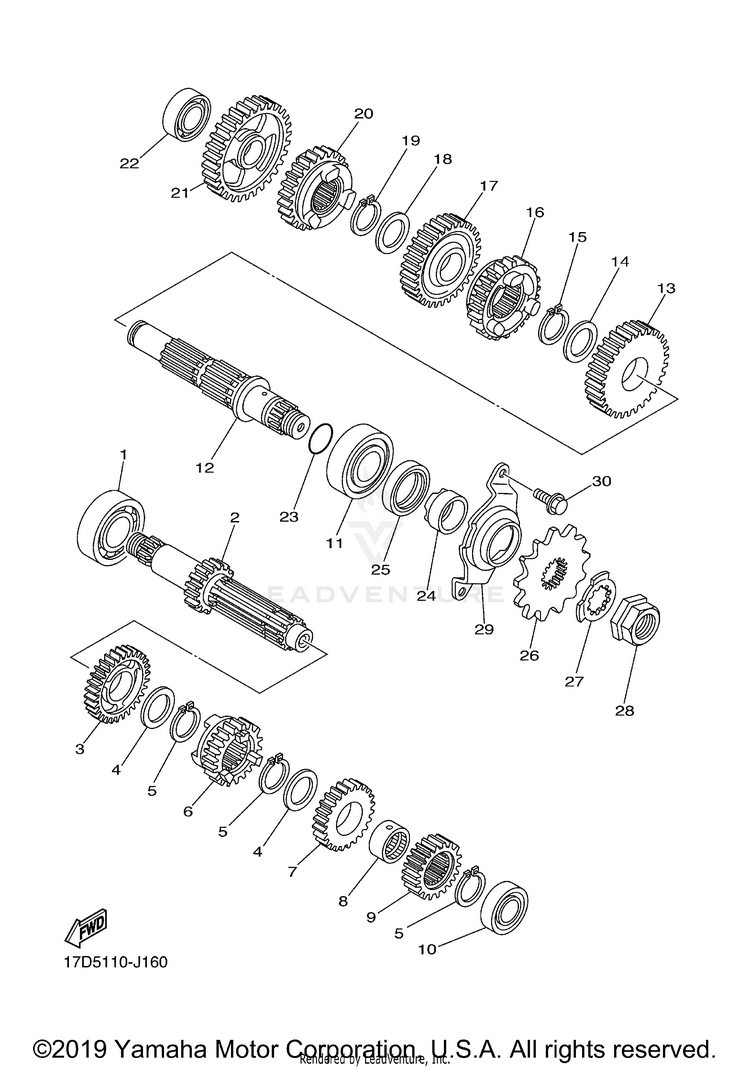 Transmission YZ250F - YZ250FAB - 2011 Schematic