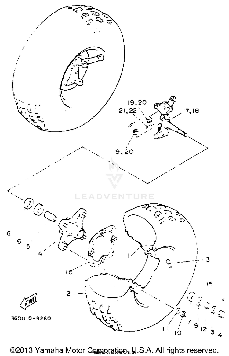 Front Wheel BANSHEE - YFZ350E_MN - 1993 Schematic