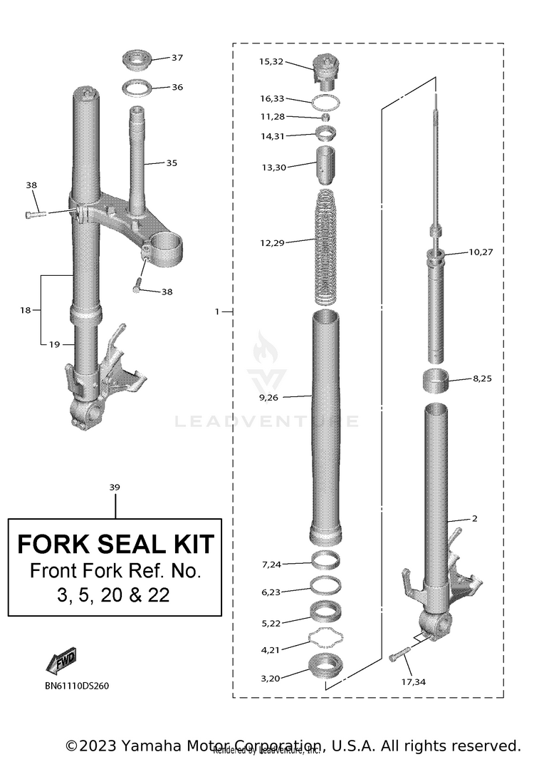 Front Fork YZF-R6 - YZFR6HCB - 2017 Schematic