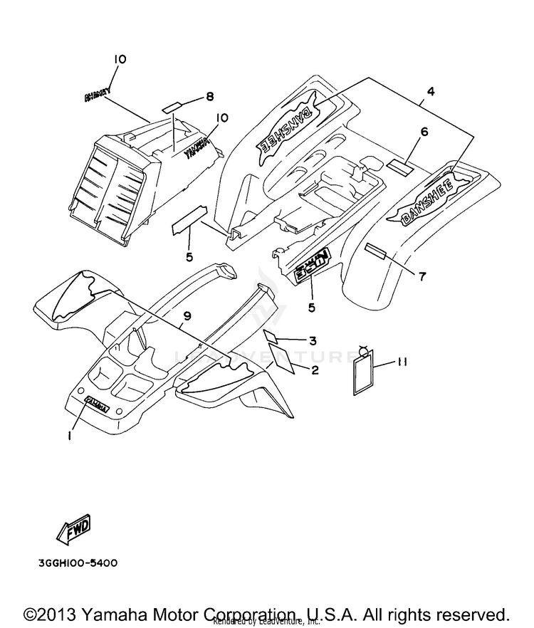 Emblem Label BANSHEE - YFZ350J - 1997 Schematic