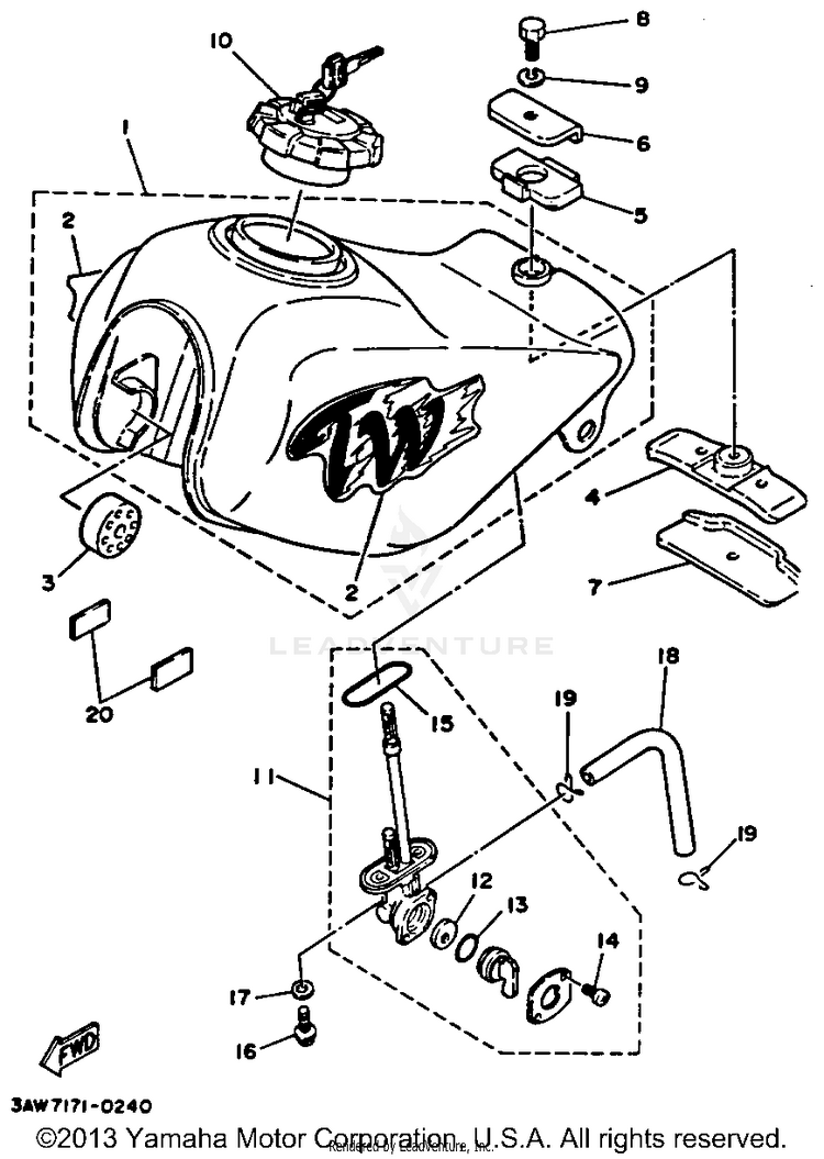 Fuel Tank Non California Model Schematic