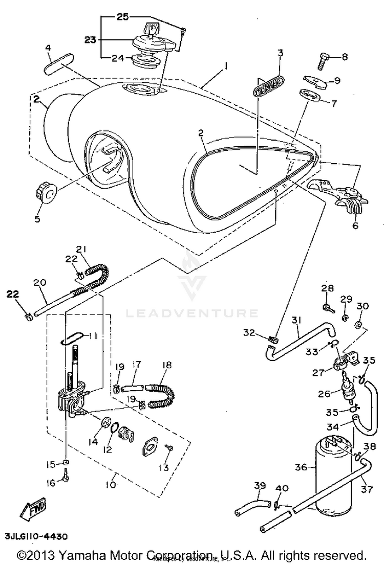 Fuel Tank Non California Model Schematic