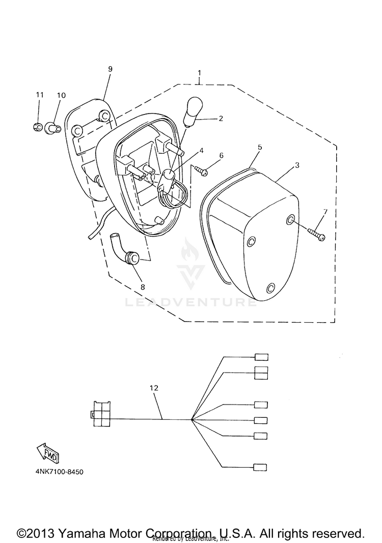 Taillight VENTURE MM LIMITED EDITION (CA Ed.) - XVZ13TFSMC - 2000 Schematic