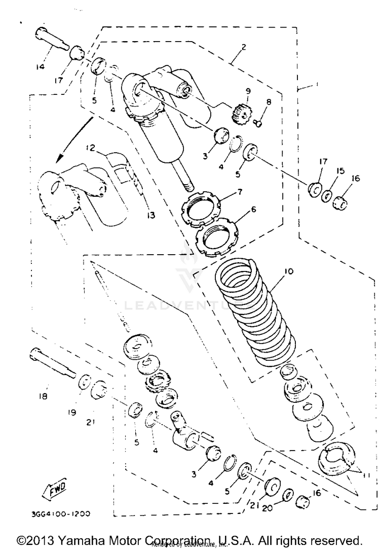 Rear Shocks BANSHEE - YFZ350E - 1993 Schematic