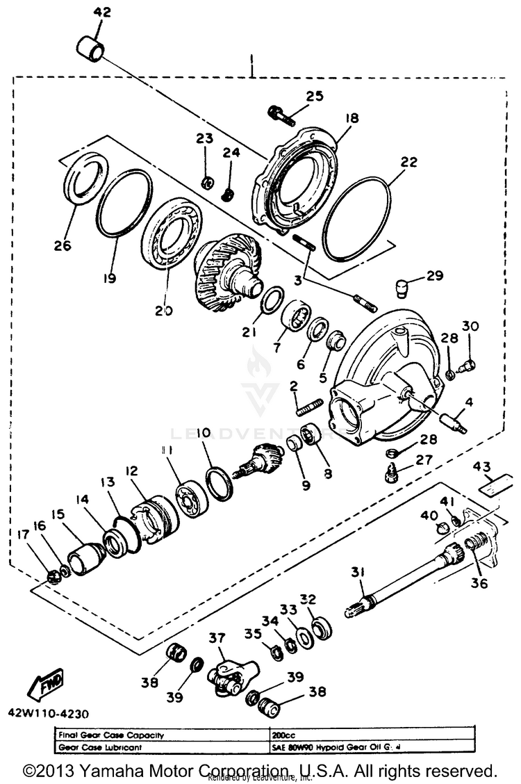 Drive Shaft VIRAGO 700 - XV700SSC - 1986 Schematic