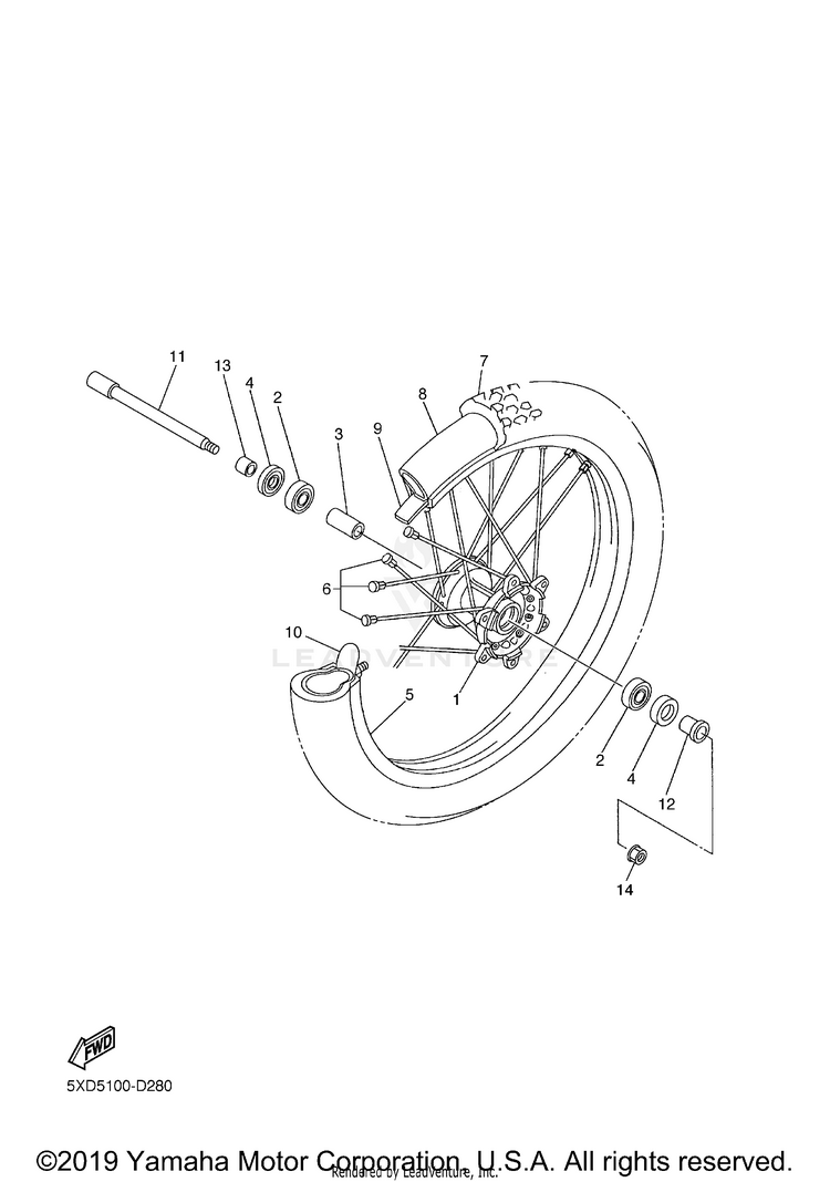Front Wheel YZ450F - YZ450FYL - 2009 Schematic