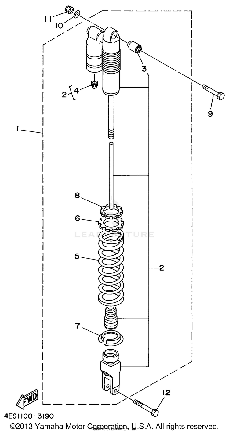 Rear Suspension YZ80 - YZ80L - 1999 Schematic