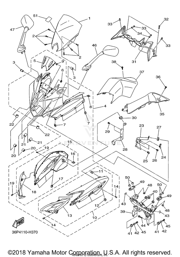 Cowling 1 FZ6R - FZ6RYCW - 2009 Schematic