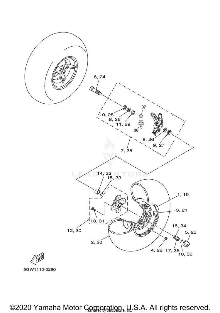 Front Wheel BIG BEAR 2WD YFM400H - YFM400HN - 2001 Schematic