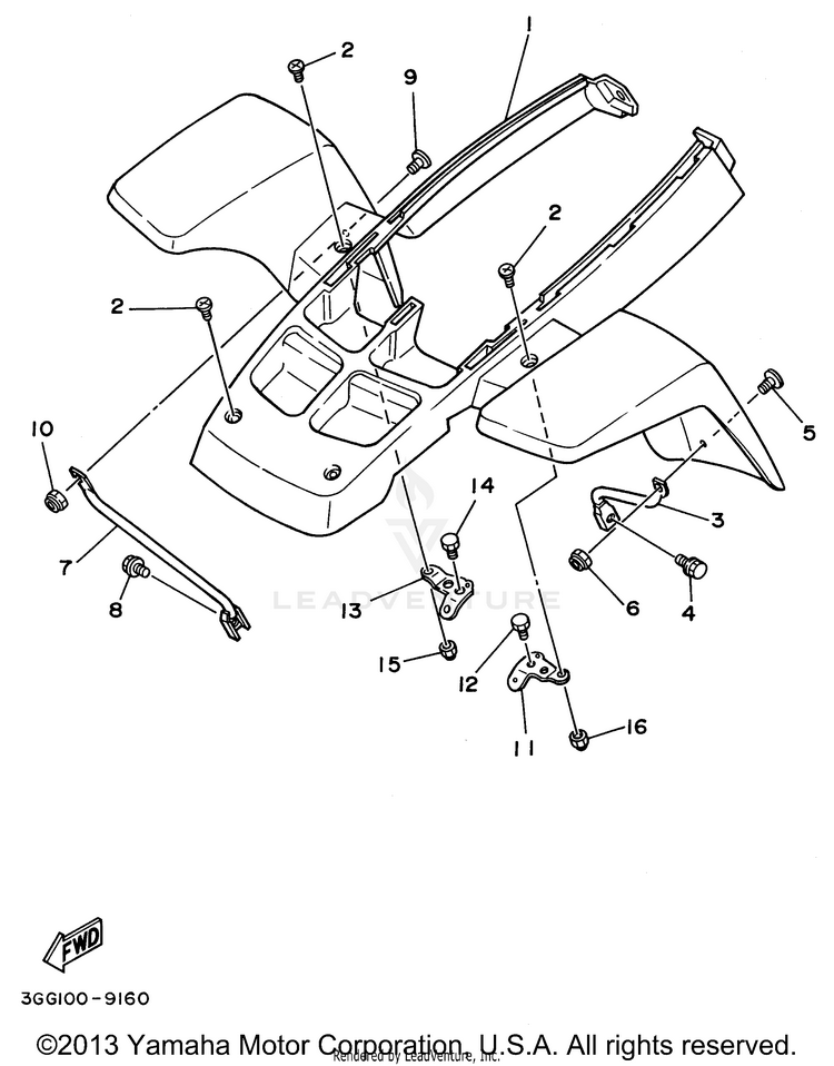 Front Fender BANSHEE - YFZ350H - 1996 Schematic