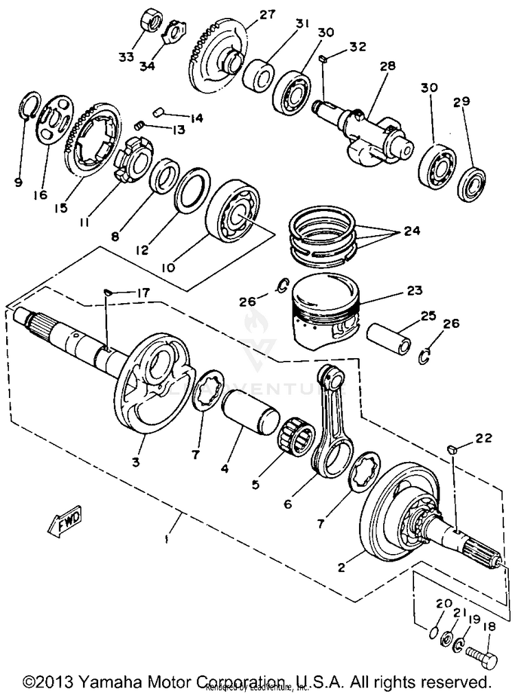 Crankshaft - Piston BIG BEAR 4WD - YFM350FWD - 1992 Schematic