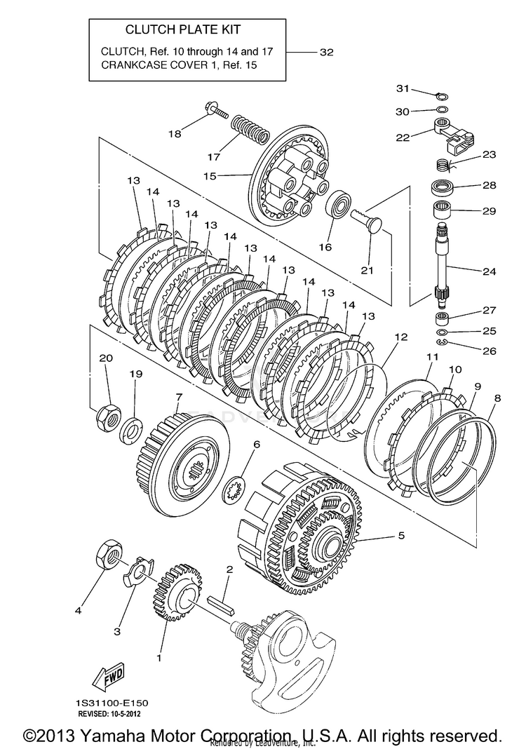 Clutch RAPTOR 700 SPECIAL EDITION - YFM7RSEB - 2012 Schematic