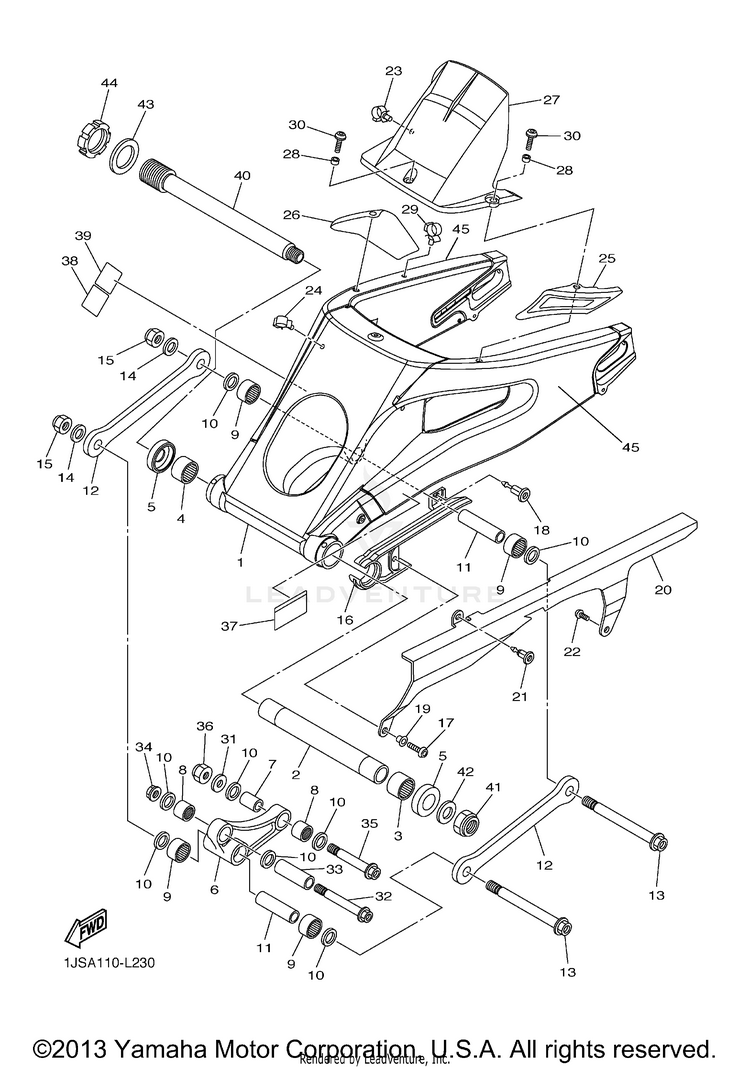 Rear Arm YZFR6 WORLD GP 50TH ANNIVERSARY - YZFR6BCGP - 2012 Schematic