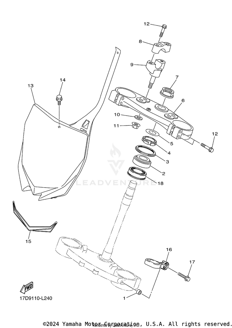 Steering YZ250FB - YZ250FBL - 2012 Schematic