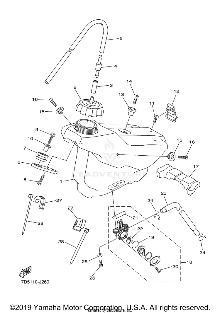 Fuel Tank YZ250F - YZ250FAB - 2011 Schematic