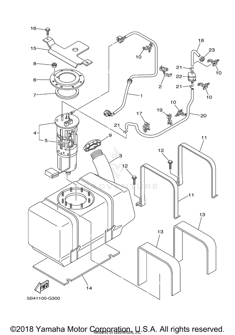 Fuel Tank RHINO 700 HUNTER EDI - YXR7FHB - 2012 Schematic