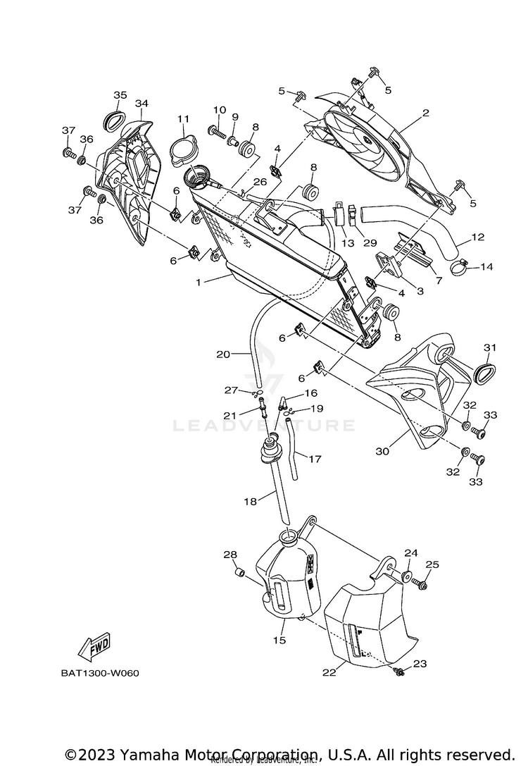 Radiator & Hose MT07 - MT07MCB - 2021 Schematic