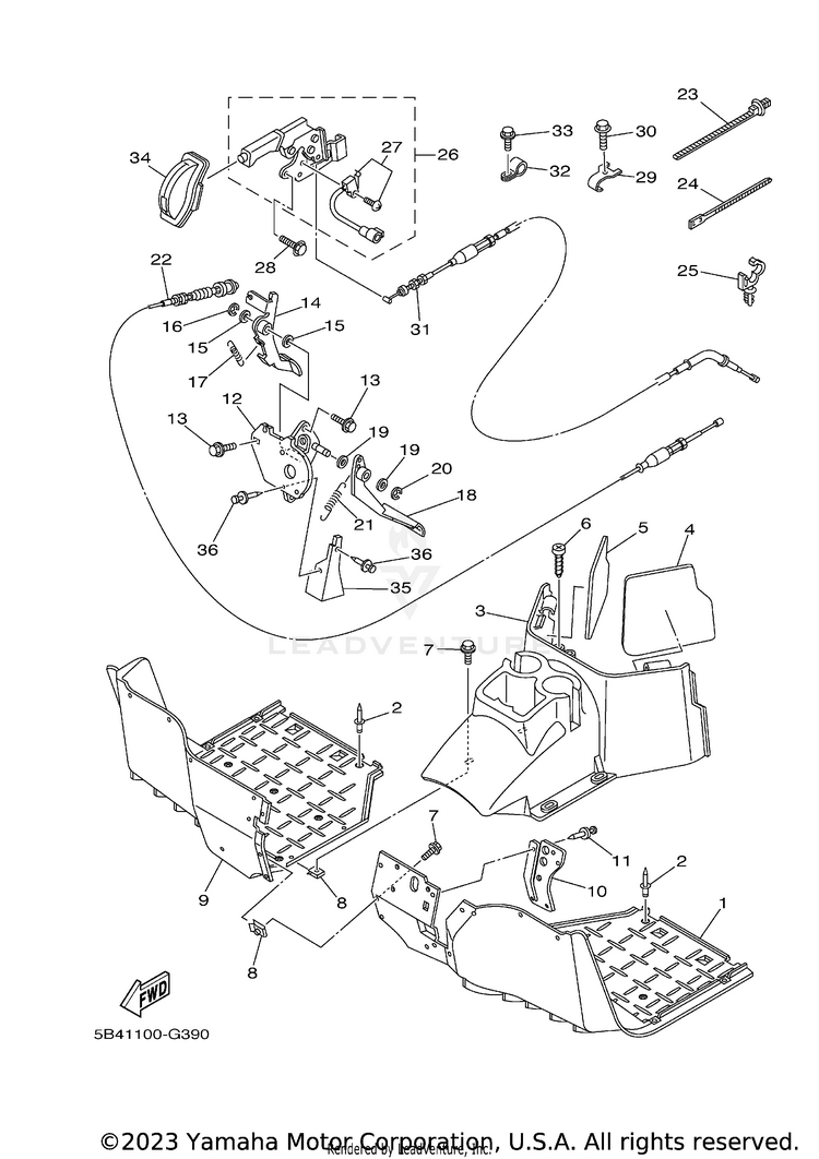 Stand Footrest RHINO 700 FI  SPECIA - YXR7FSEYB - 2009 Schematic