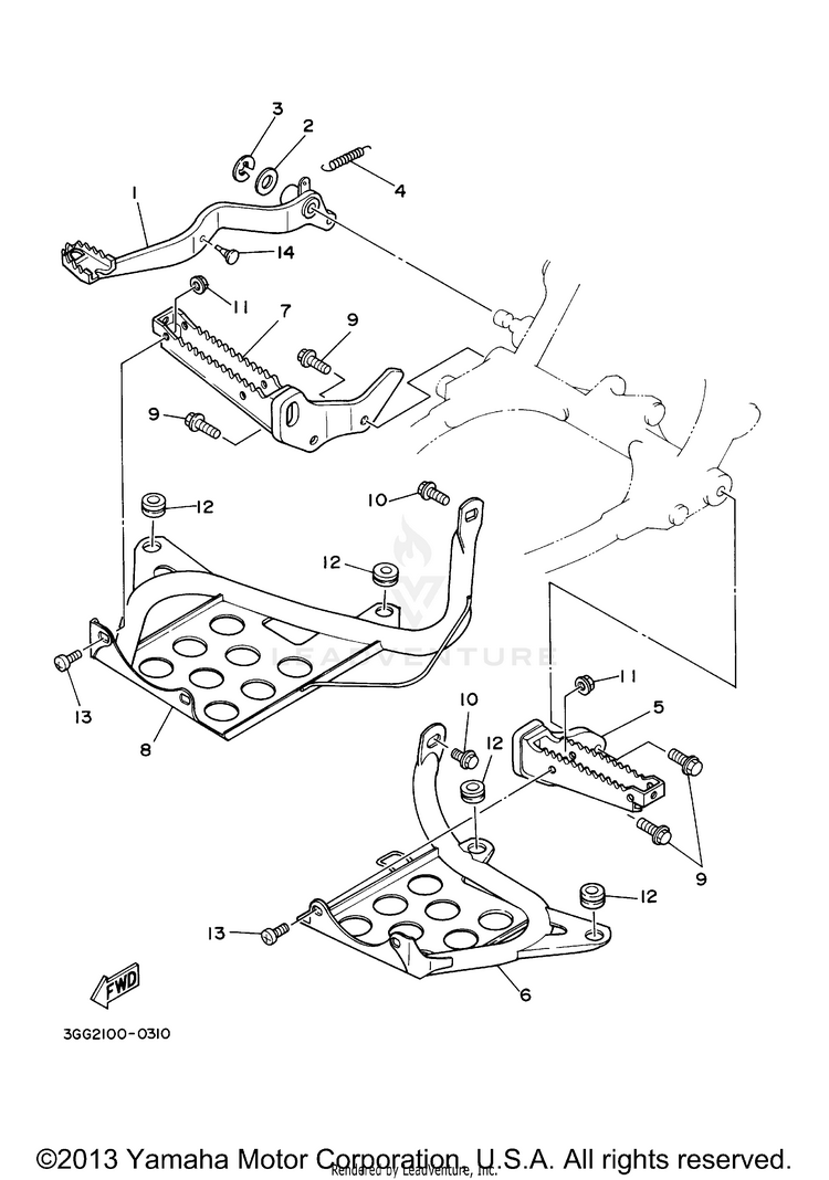 Stand Footrest BANSHEE - YFZ350R - 2003 Schematic