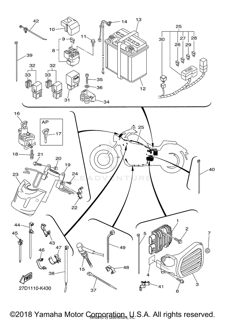 Electrical 2 STRYKER - XVS13CBCB - 2012 Schematic