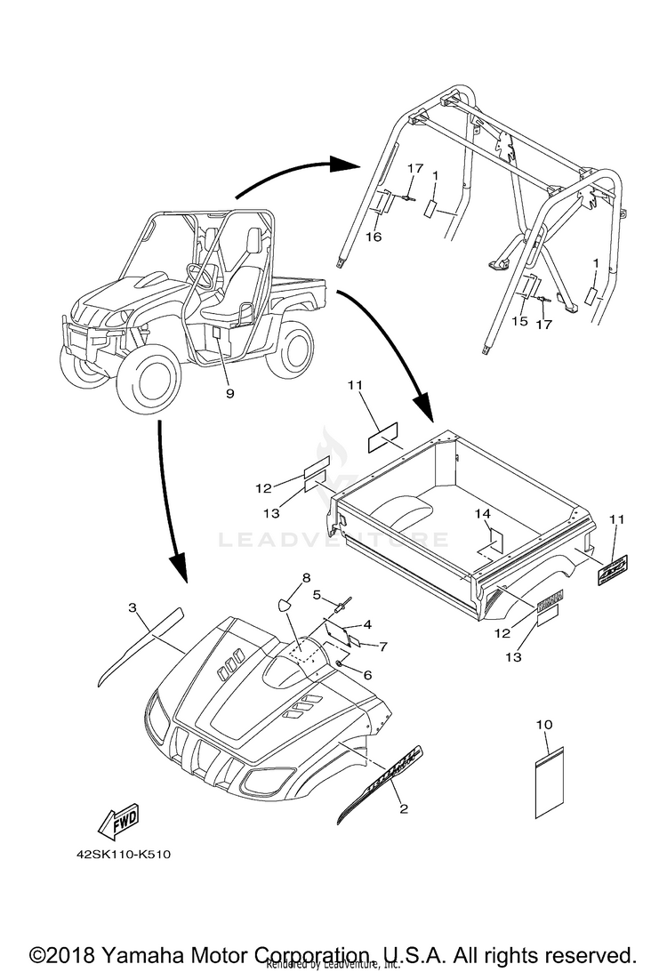 Emblem Label 1 RHINO 700 - YXR7FBGR - 2012 Schematic
