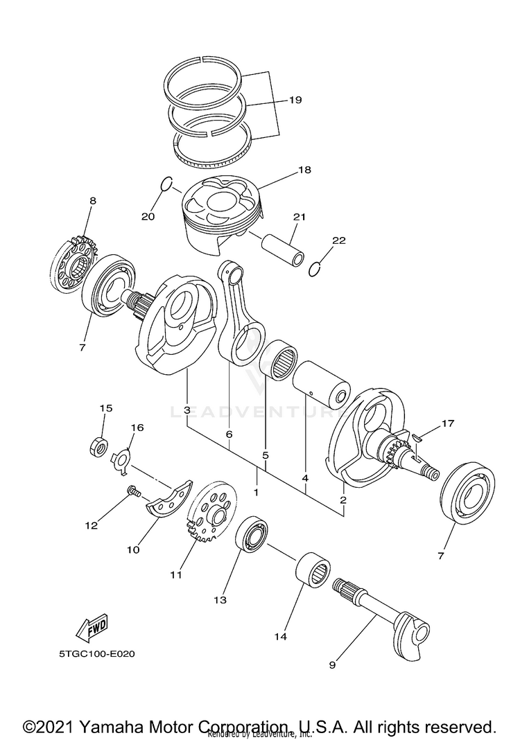 Crankshaft Piston YFZ450 SPECIAL EDITI - YFZ450SPX - 2008 Schematic