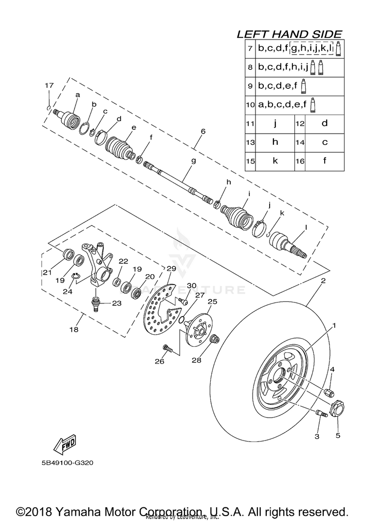 Front Wheel 700 SPORT EDITION 1R - YXR7FSPD - 2013 Schematic