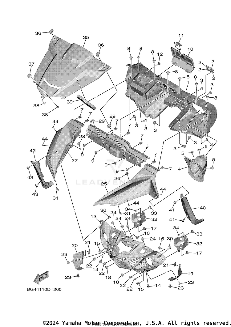 Front Fender WOLVERINE X4 - YXF85WPBLL - 2020 Schematic