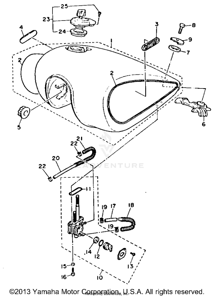 Fuel Tank Non California Model Schematic
