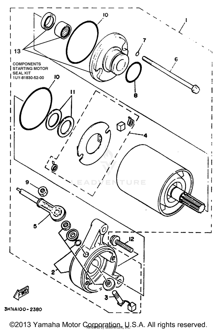 Starting Motor BIG BEAR 4WD (ME & NH Only) - YFM350FWE_MNH - 1993 Schematic