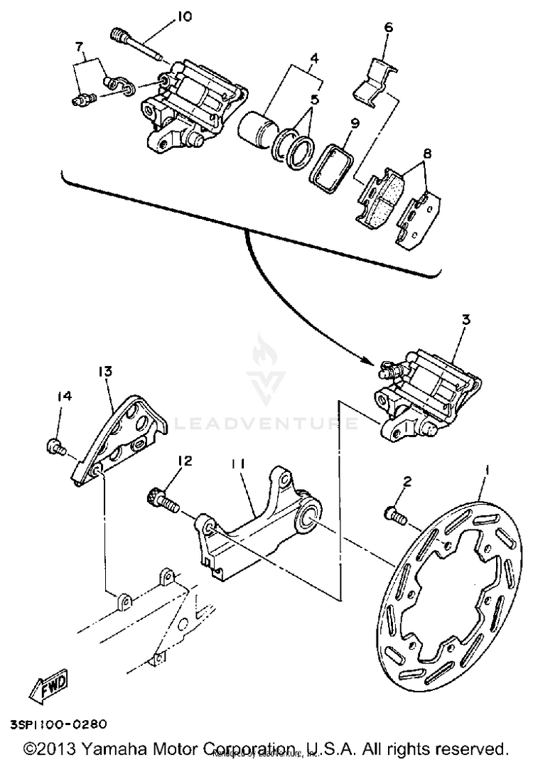 Rear Brake Caliper Schematic