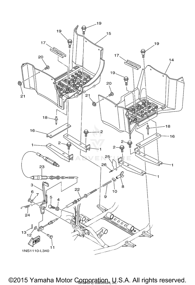 Stand Footrest GRIZZLY 350 4WD - YFM35FGDGR - 2013 Schematic