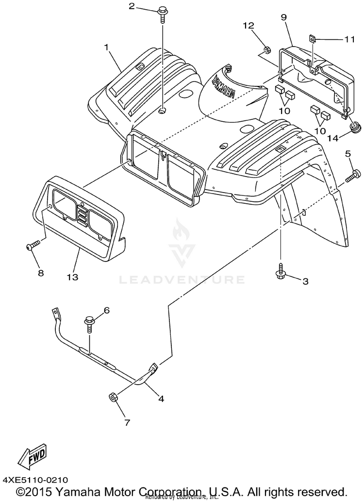 Front Fender BEAR TRACKER 2WD_REALTREE - YFM250XHP - 2002 Schematic