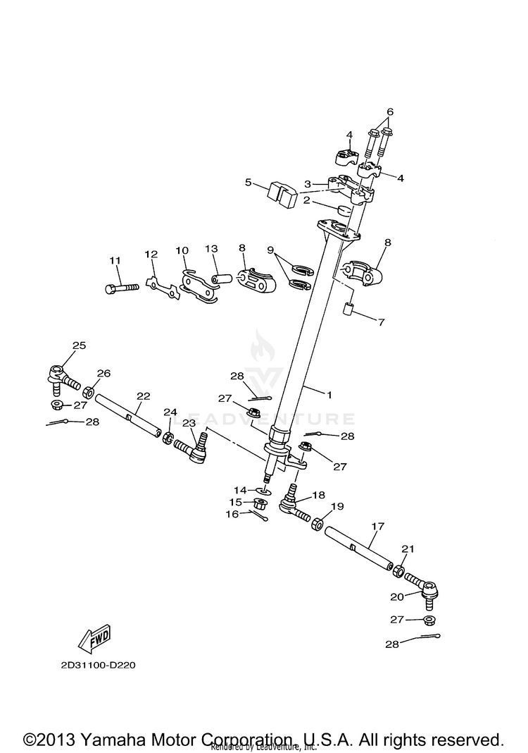 Steering GRIZZLY 80 - YFM80GW - 2007 Schematic