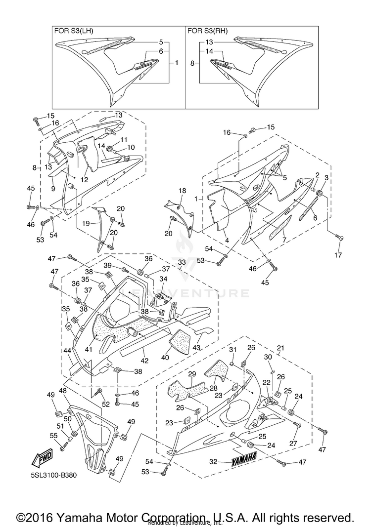 Cowling 2 YZFR6 - YZFR6RC - 2003 Schematic