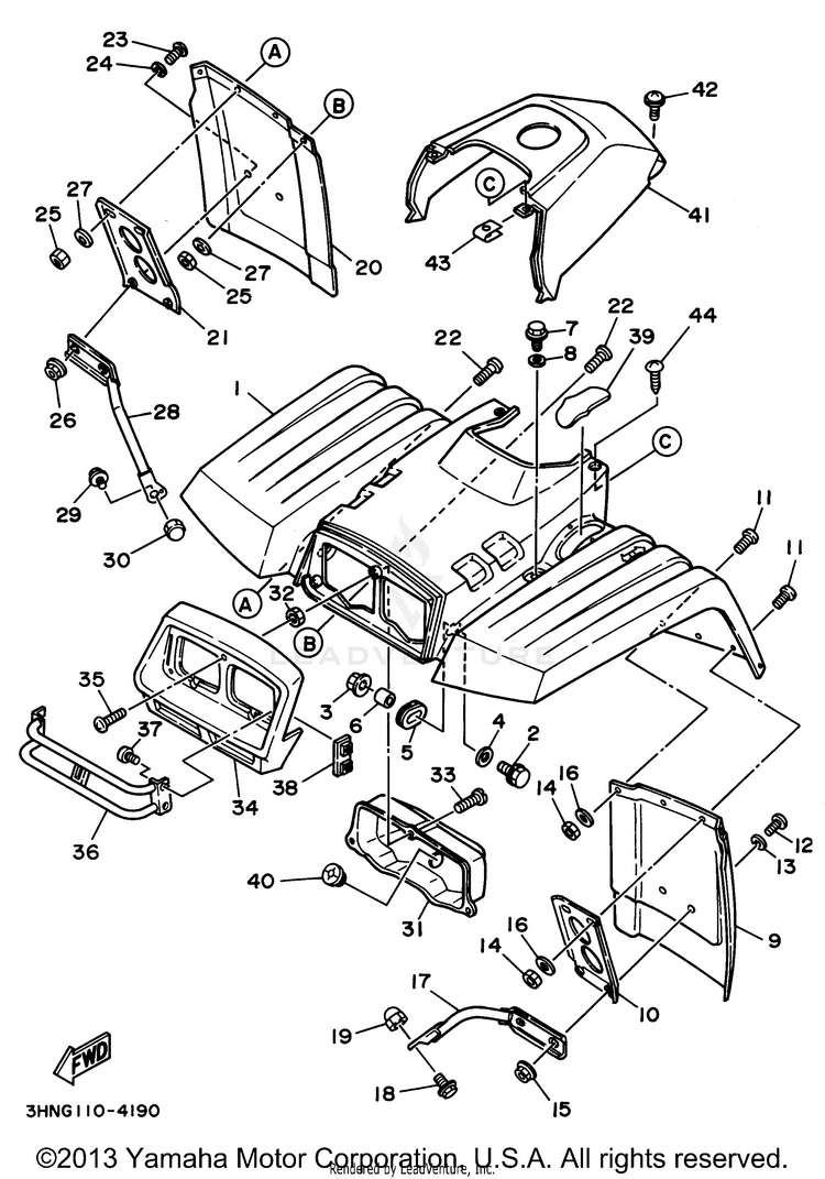 Front Fender BIG BEAR 4WD (ME & NH Only) - YFM350FWF_MNH - 1994 Schematic