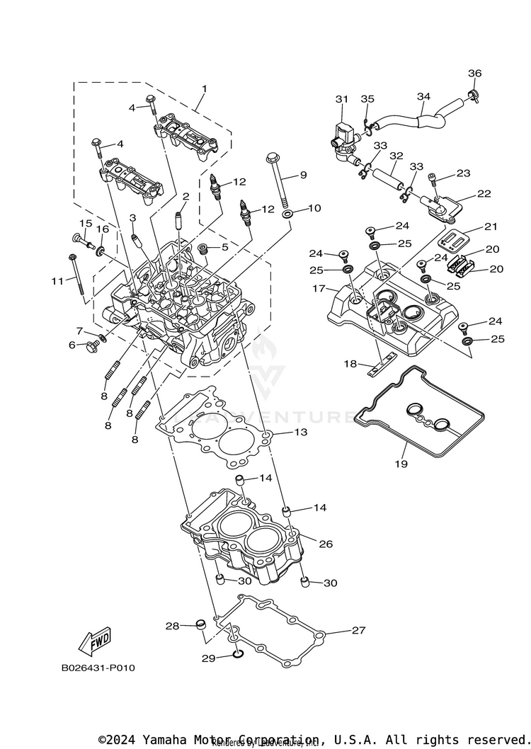 Cylinder Head YZFR3 - YZFR3LL - 2020 Schematic