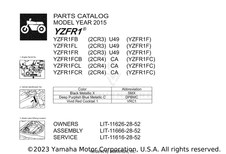 1 Title Page YZFR1 - YZFR1FCB - 2015 Schematic