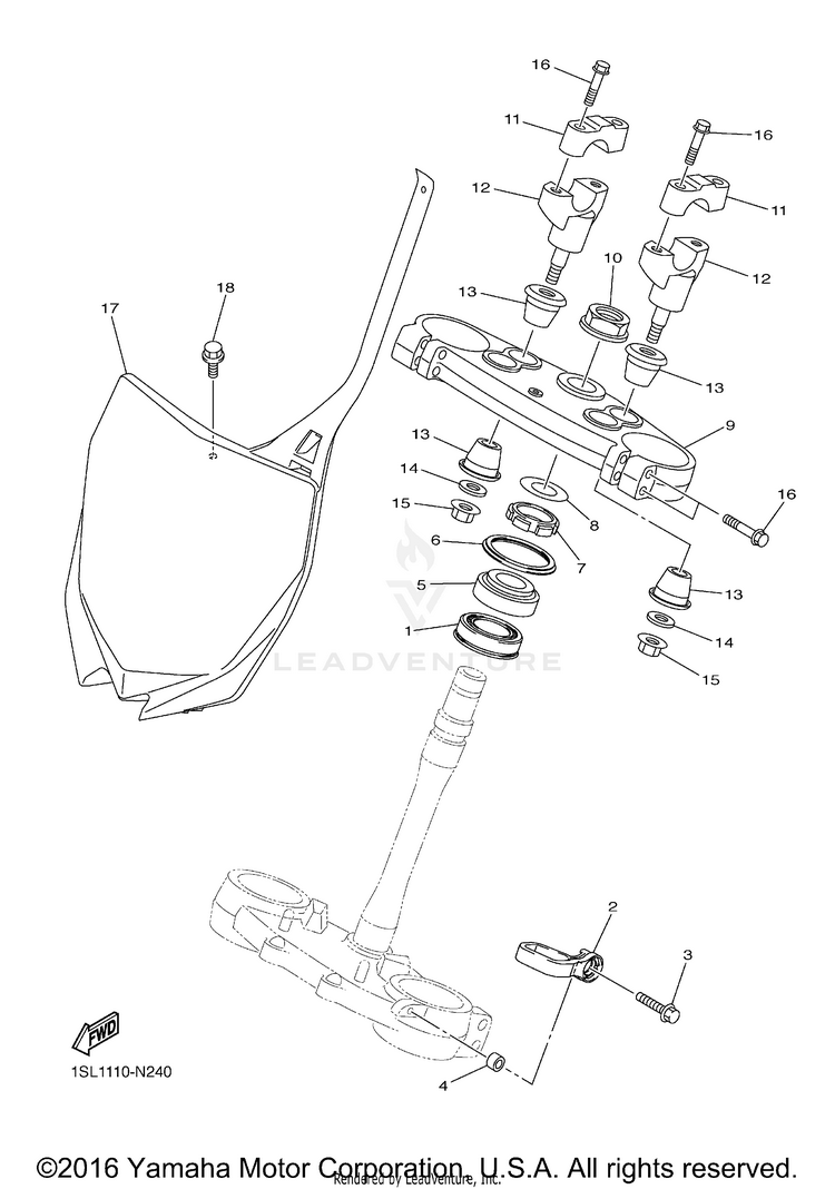 Steering YZ250F - YZ250FG - 2016 Schematic