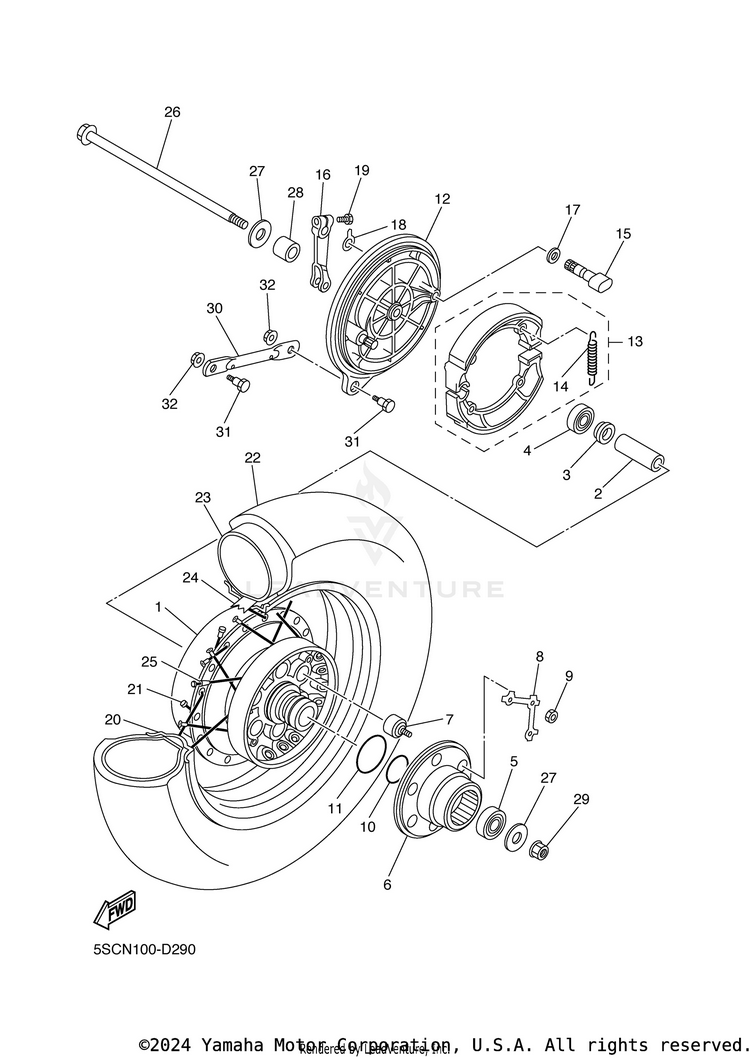 Rear Wheel V STAR 650 SILVERADO - XVS65ATYCB - 2009 Schematic