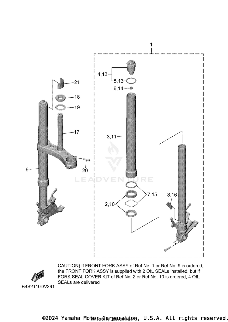 Front Fork YZFR1 - YZFR1MLC - 2020 Schematic