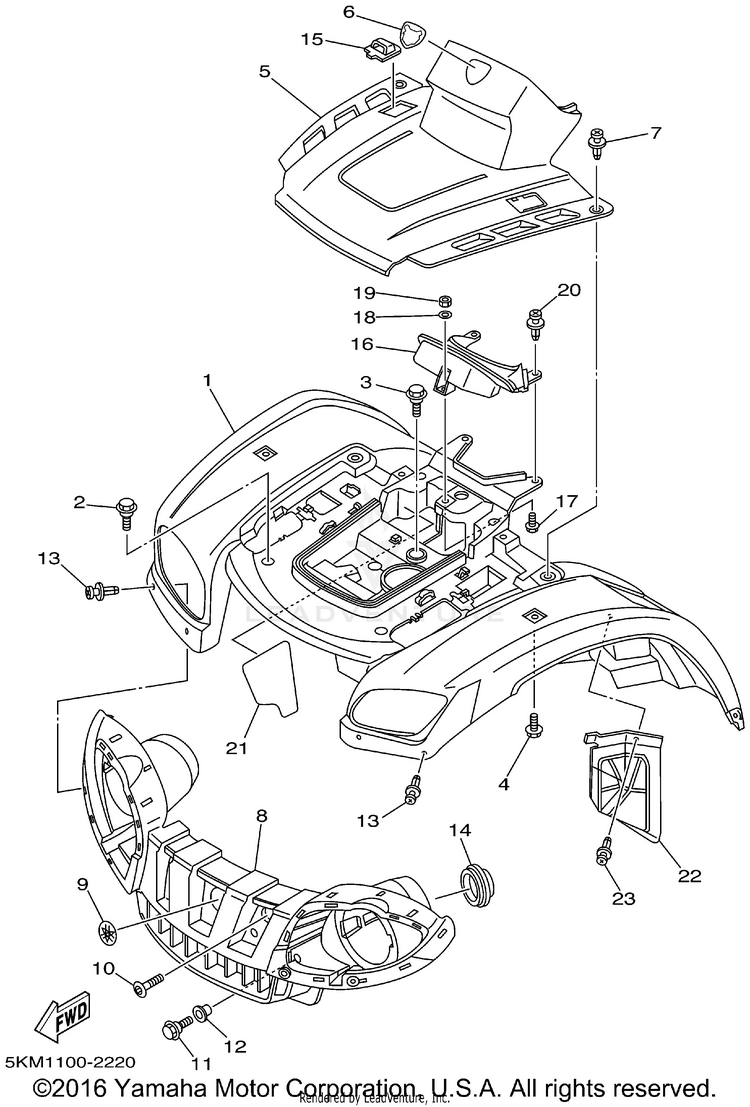 Front Fender GRIZZLY 660 - YFM660FP - 2002 Schematic