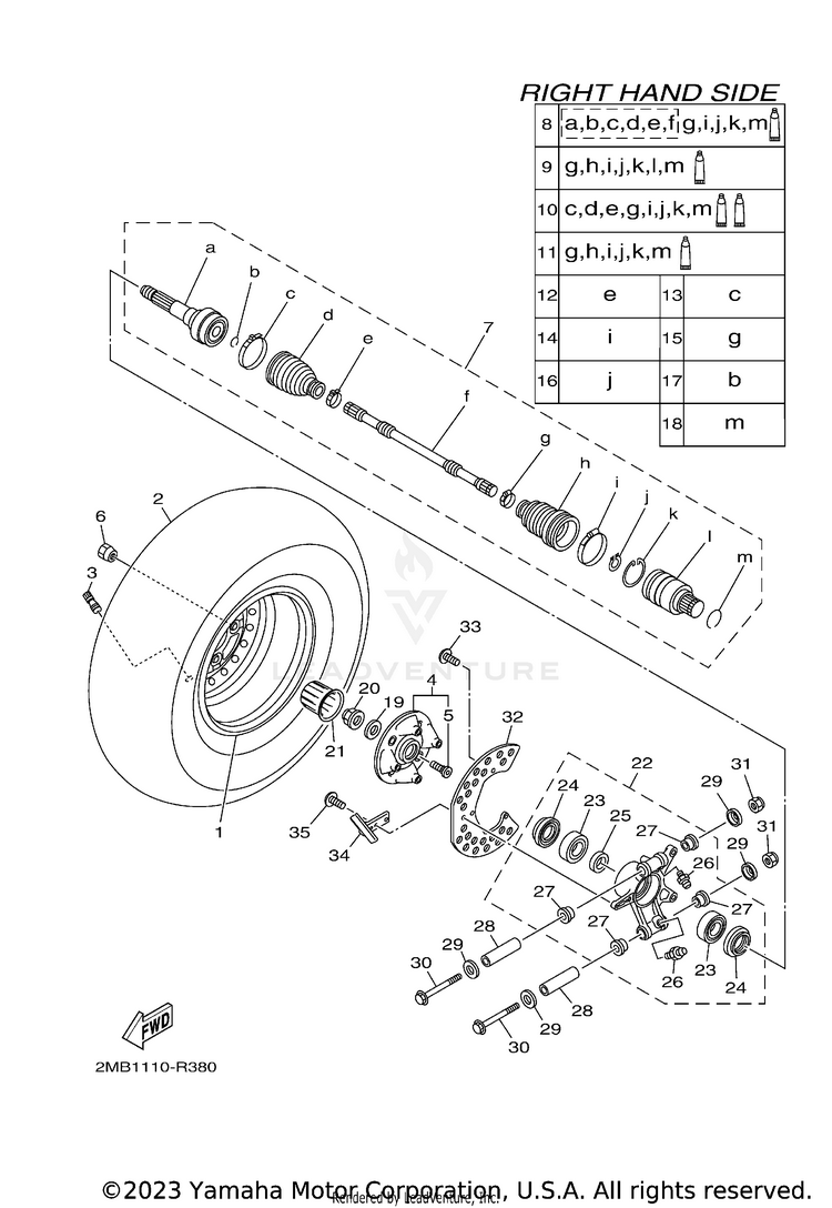 Rear Wheel 2 WOLVERINE - YXE70WDBHG - 2017 Schematic