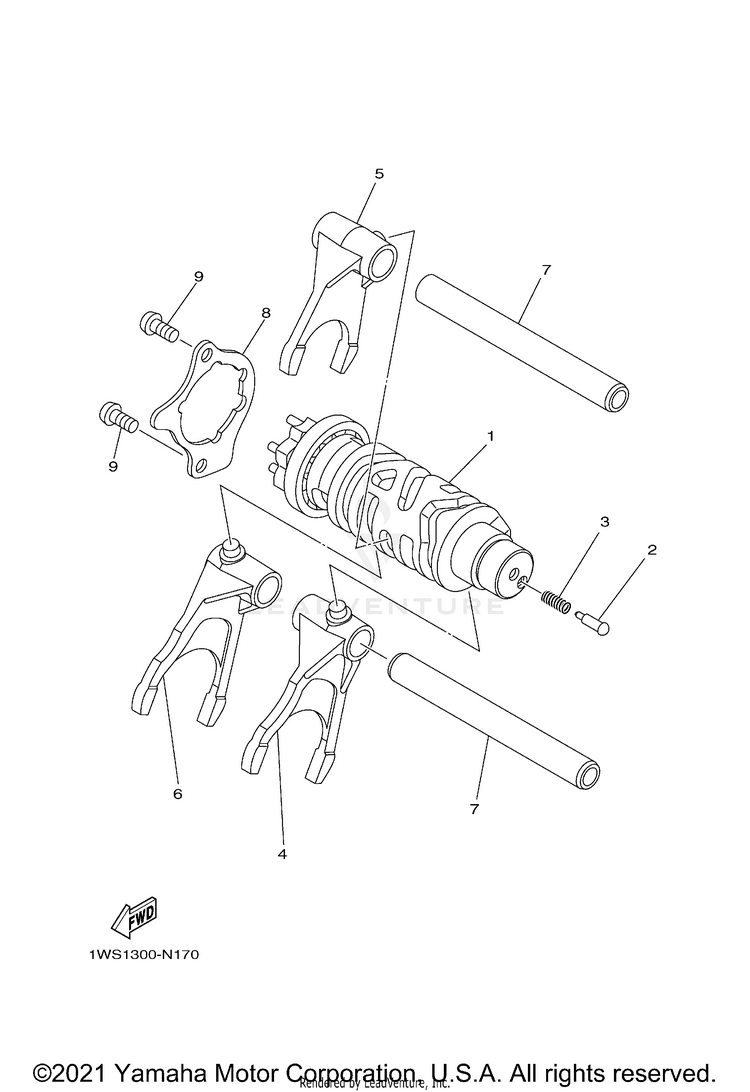 Shift Cam Fork FZ07 - FZ07FCGY - 2015 Schematic