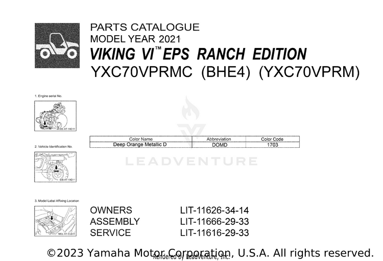 1 Title Page VIKING VI EPS RANCH - YXC70VPRMC - 2021 Schematic