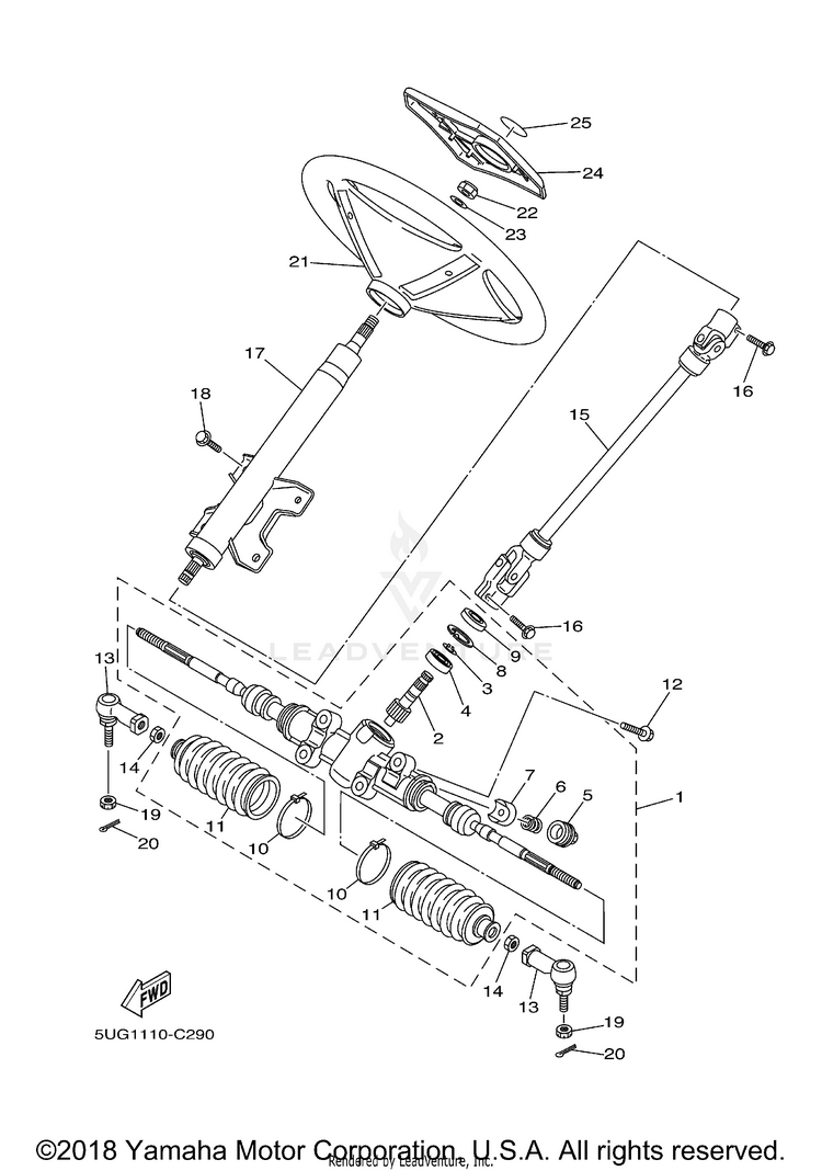 Steering RHINO 450 HUNTER - YXR45FHX - 2008 Schematic