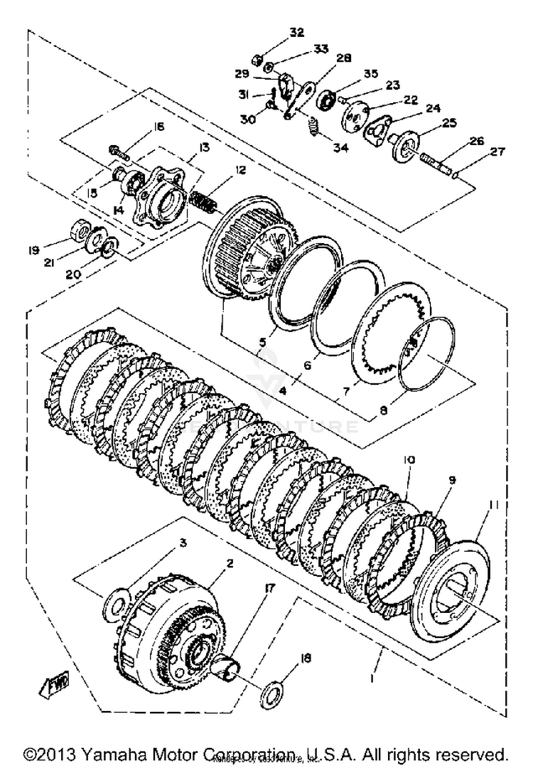 Clutch XS1100LG - 1980 Schematic
